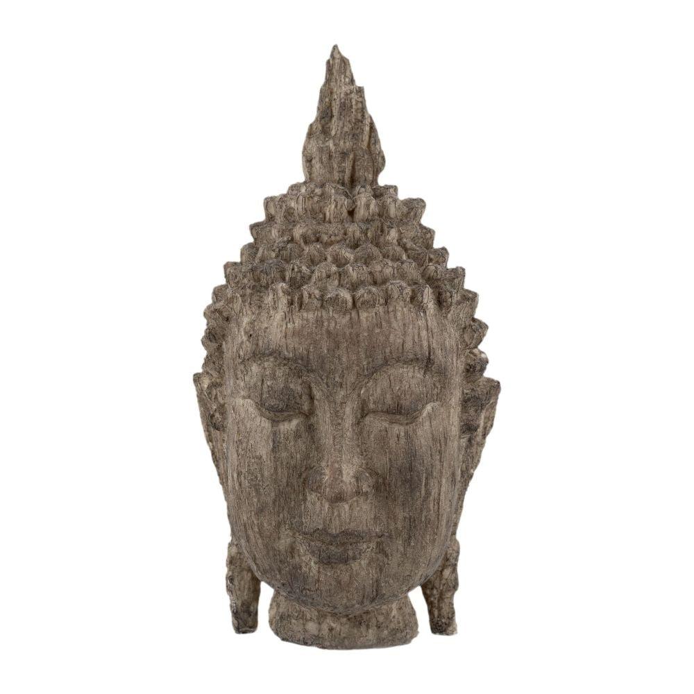 12 Inch Buddha Head Sculpture, Soothing Decorative Accent, Polyresin, Brown By Casagear Home