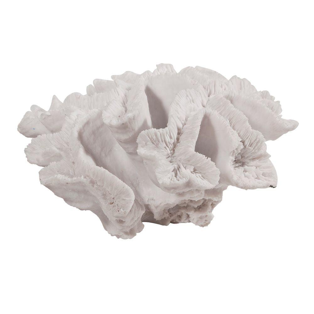 Lily 9 Inch Imitation Coral Table Ornament, Polyresin Textured Art Piece, White From Casagear Home