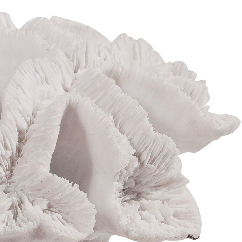 Lily 9 Inch Imitation Coral Table Ornament, Polyresin Textured Art Piece, White From Casagear Home