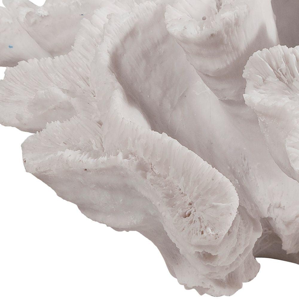 Lily 9 Inch Imitation Coral Table Ornament, Polyresin Textured Art Piece, White From Casagear Home