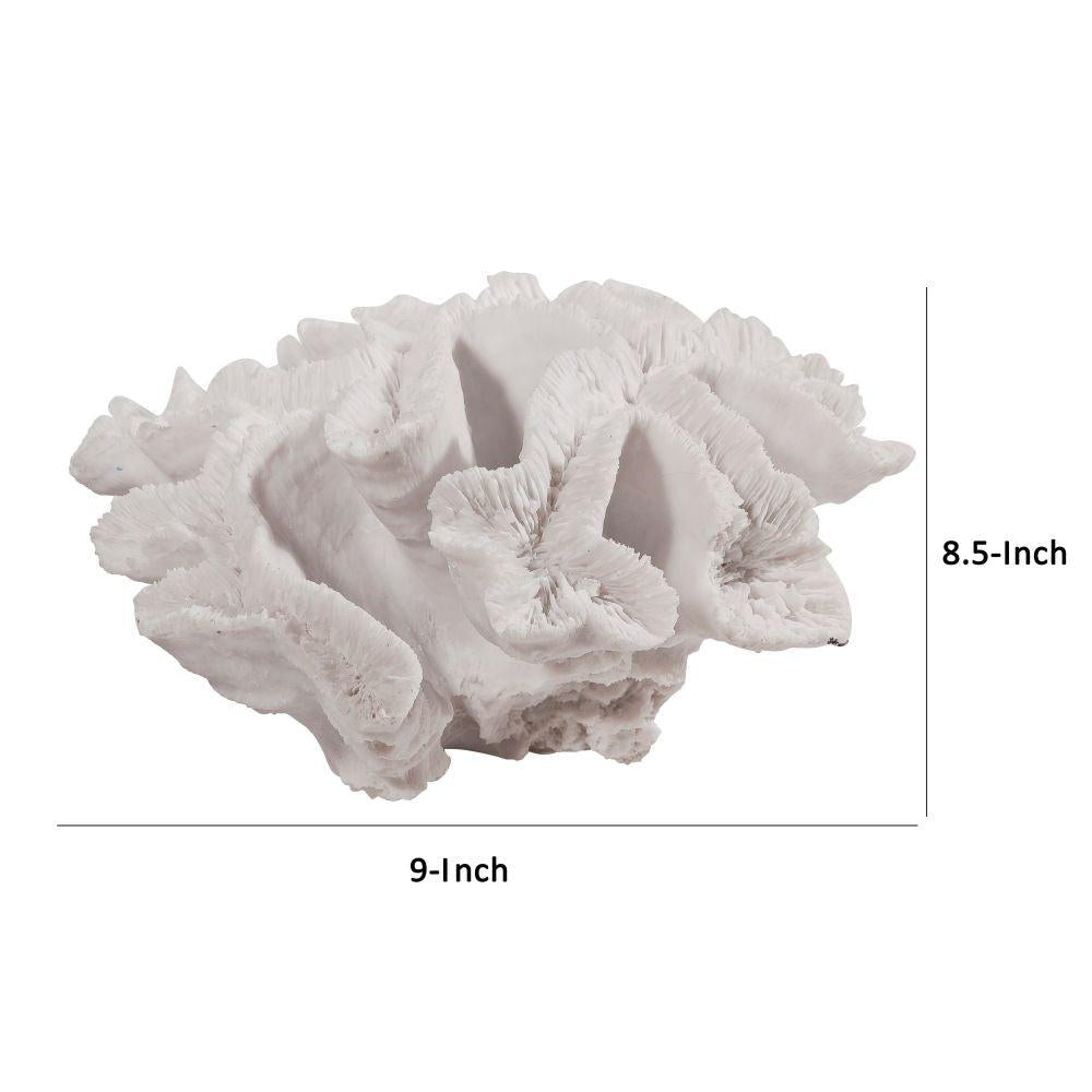 Lily 9 Inch Imitation Coral Table Ornament, Polyresin Textured Art Piece, White From Casagear Home