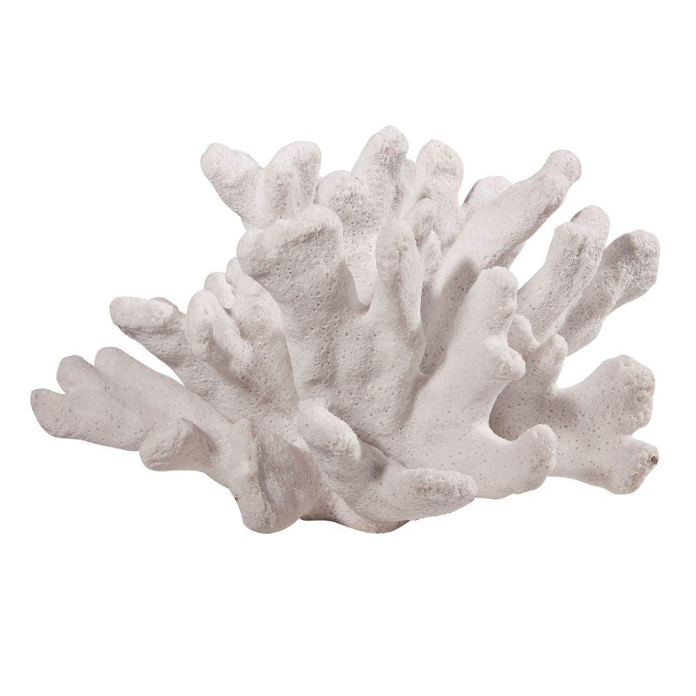 Lily 9 Inch Imitation Coral Decorative Figurine, Polyresin Tabletop Art Piece, White From Casagear Home