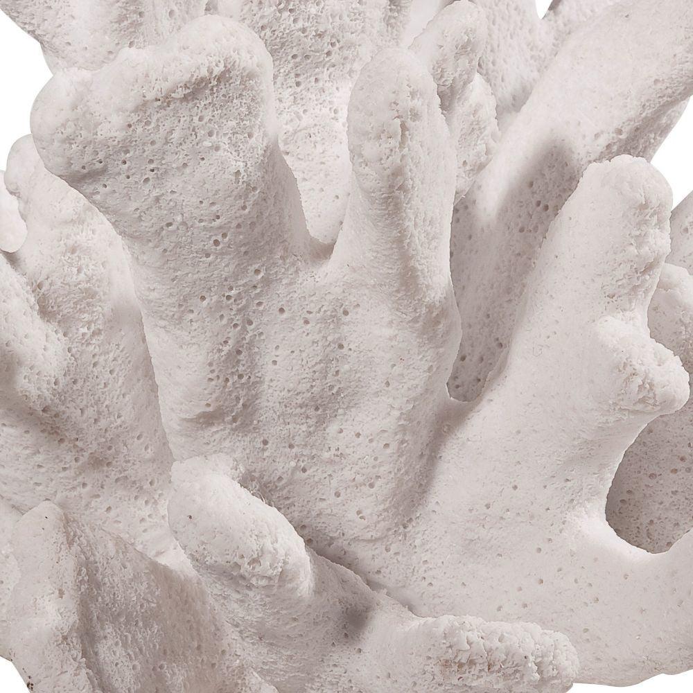 Lily 9 Inch Imitation Coral Decorative Figurine, Polyresin Tabletop Art Piece, White From Casagear Home