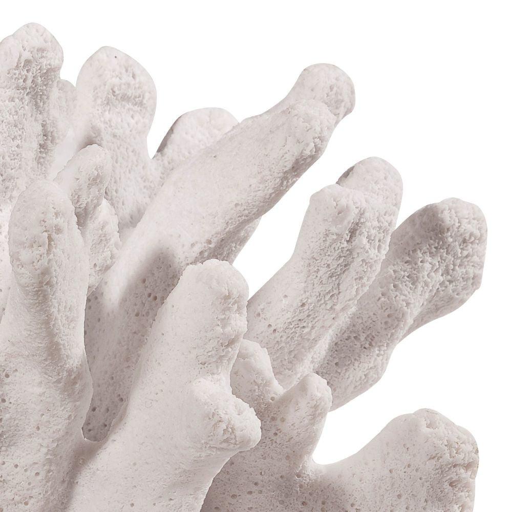 Lily 9 Inch Imitation Coral Decorative Figurine, Polyresin Tabletop Art Piece, White From Casagear Home