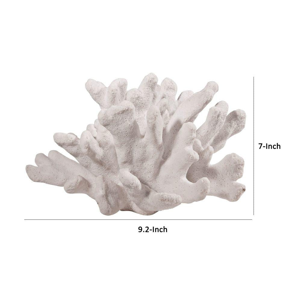 Lily 9 Inch Imitation Coral Decorative Figurine, Polyresin Tabletop Art Piece, White From Casagear Home