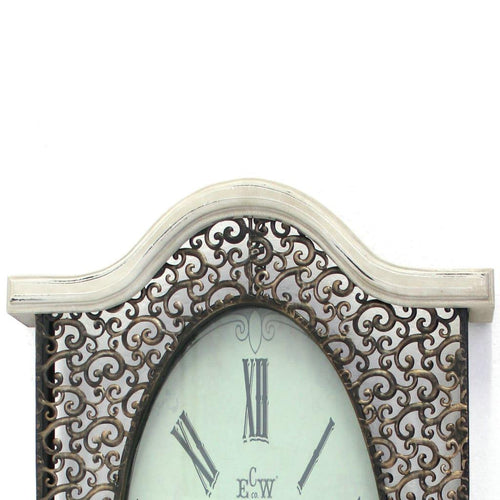 20" X 31" Scalloped Wall Clock Featuring Elaborate Designs, White By Casagear Home