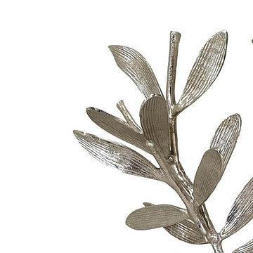 28, 23 Inch Pair of Metal Statues, Decorative Olive Tree Accent, White by Casagear Home