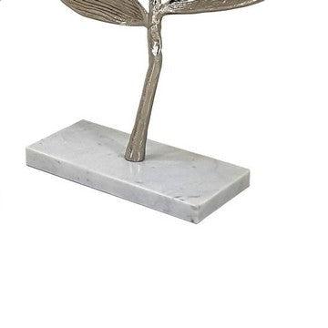 28, 23 Inch Pair of Metal Statues, Decorative Olive Tree Accent, White by Casagear Home