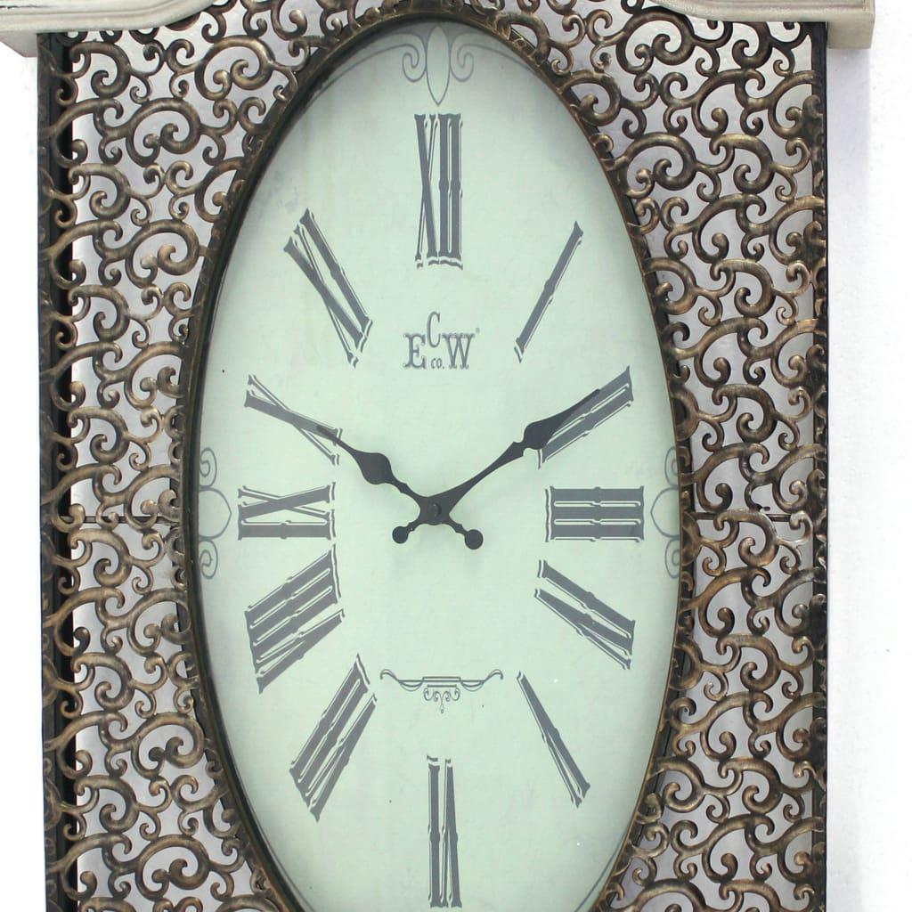 20" X 31" Scalloped Wall Clock Featuring Elaborate Designs, White By Casagear Home