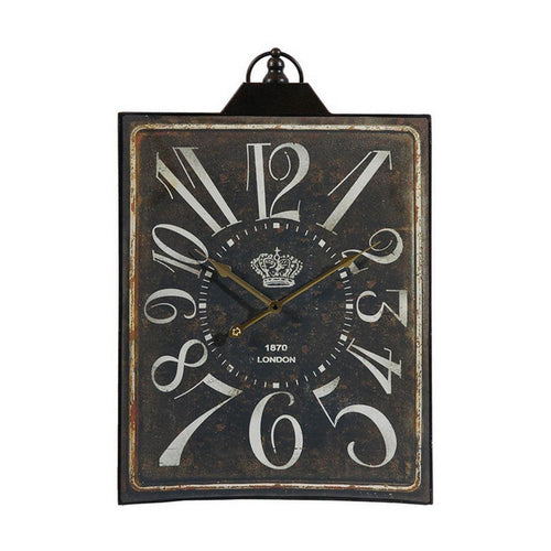 27 Inch Wall Clock, Decoration, Retro Aesthetic, Weathered Black Finish By Casagear Home