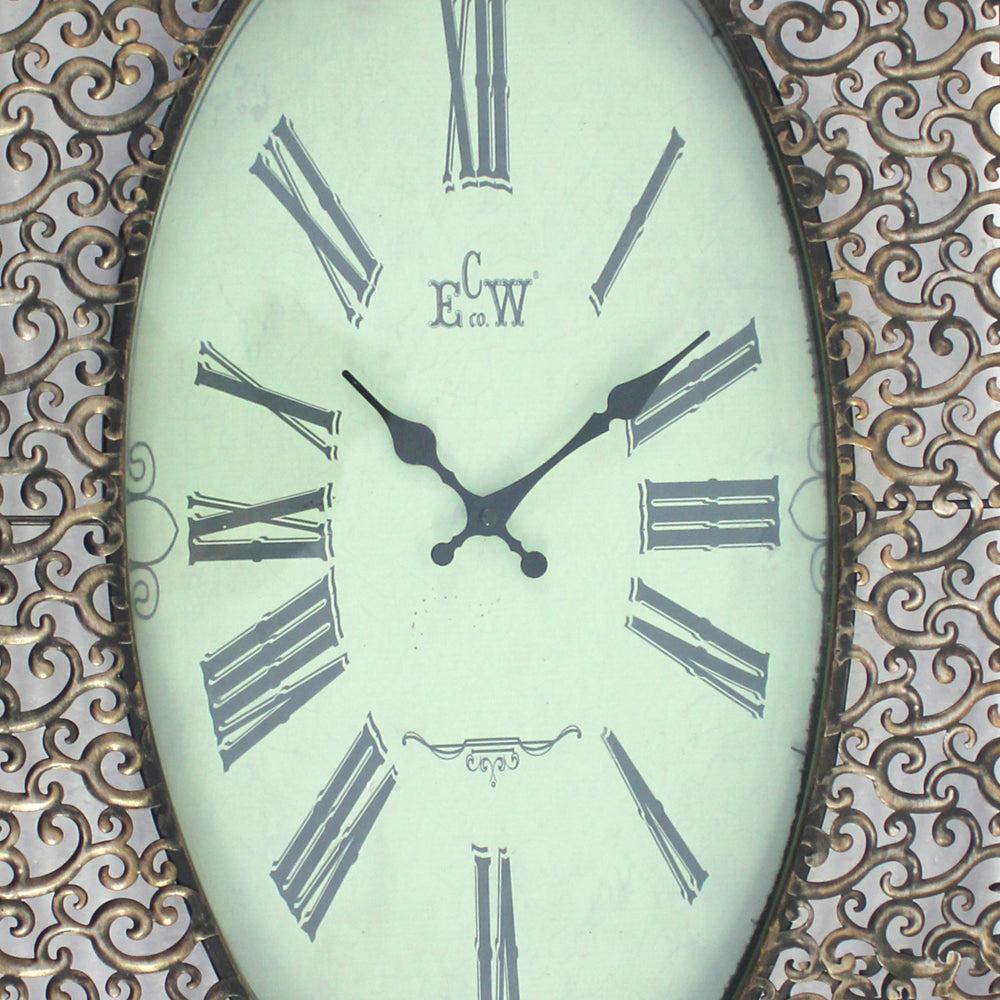 Wall Clock featuring a Scalloped Wooden Upper and Lower Section, Brown by Casagear Home
