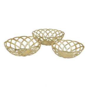 Lyna Set of 3 Modern Decorative Metal Baskets, 18 Inches, Gold Hue from Casagear Home