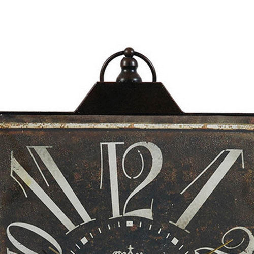 27 Inch Wall Clock, Decoration, Retro Aesthetic, Weathered Black Finish By Casagear Home