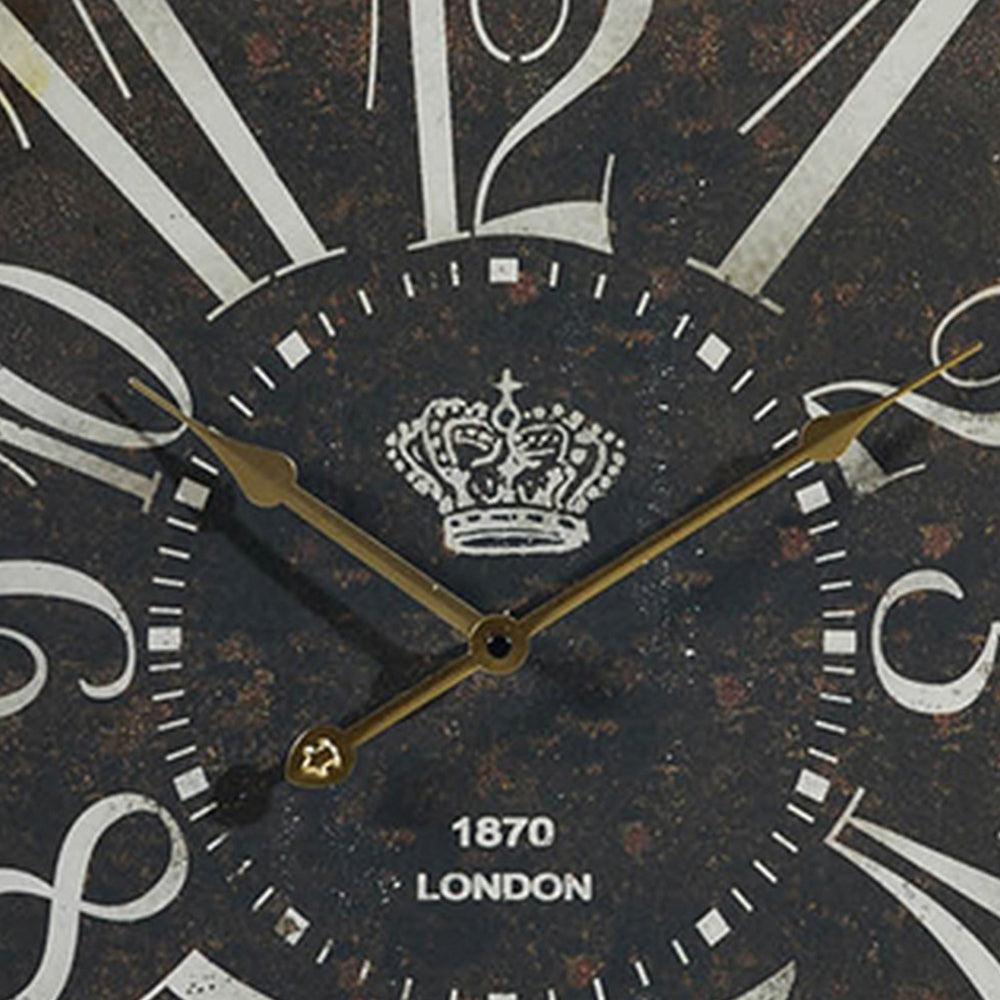 27 Inch Wall Clock, Decoration, Retro Aesthetic, Weathered Black Finish By Casagear Home