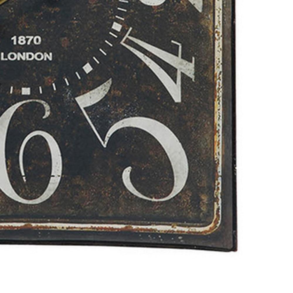 27 Inch Wall Clock, Decoration, Retro Aesthetic, Weathered Black Finish By Casagear Home