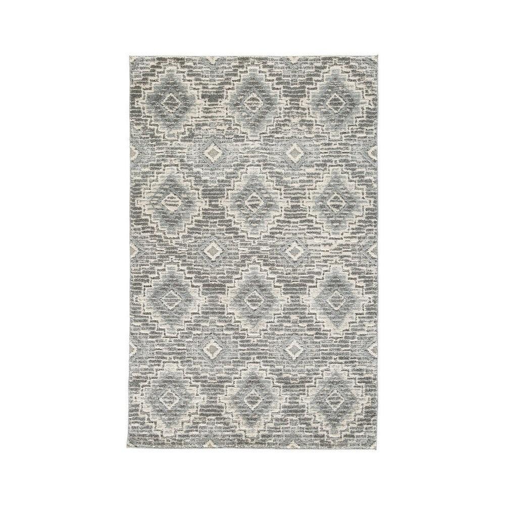Ashley Ari 5 x 7 Contemporary Area Rug, Diamond Design, Plush Material, Cream, Gray