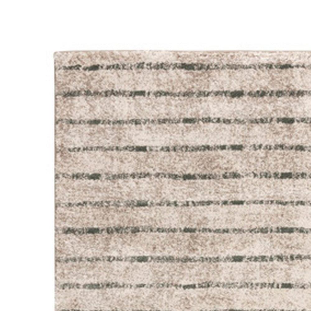 Ashley Bony 5 x 7 Area Rug, Stripe Pattern in Cream and Sage with Soft Texture