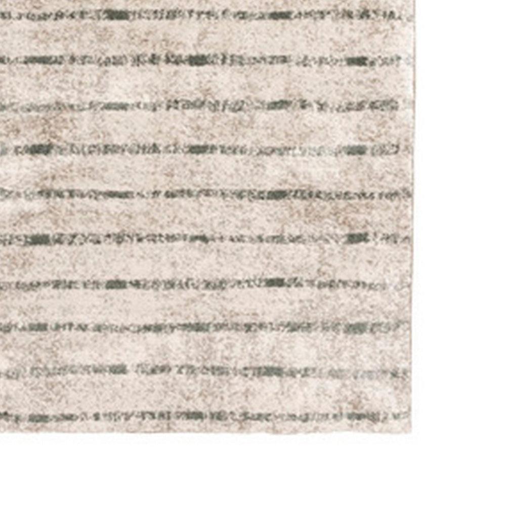 Ashley Bony 5 x 7 Area Rug, Stripe Pattern in Cream and Sage with Soft Texture
