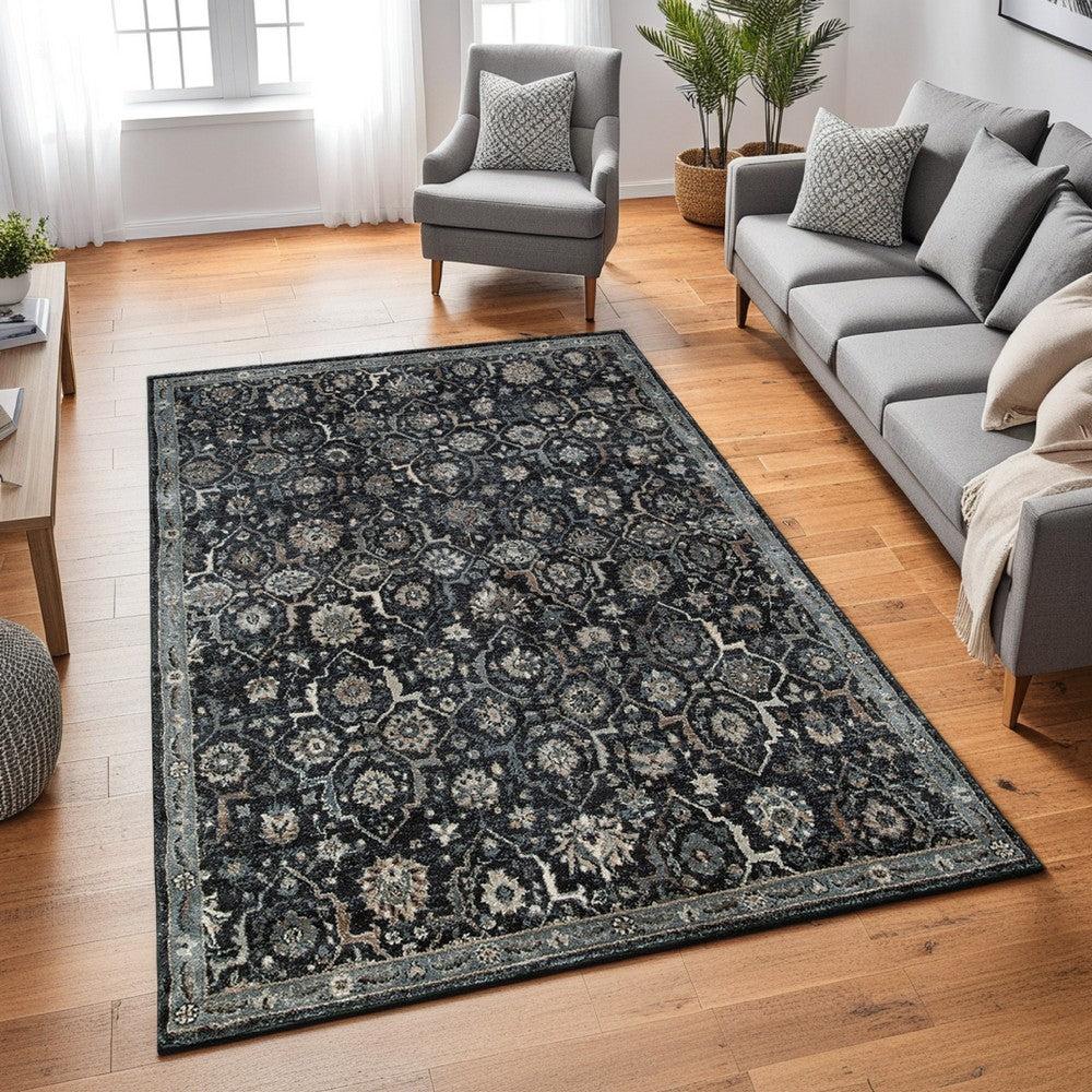 Ashley Hiy 5 x 7 Medium Area Rug, Persian-Inspired Design, Blue