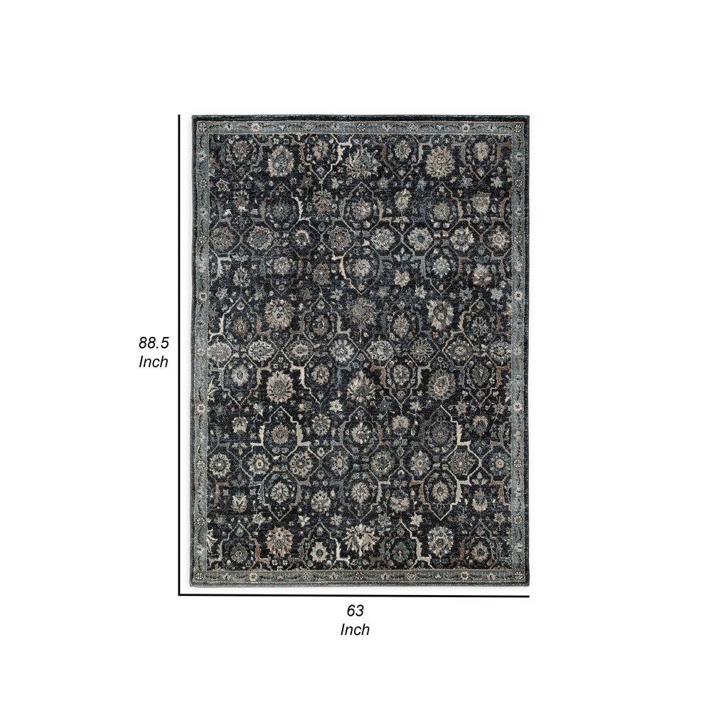 Ashley Hiy 5 x 7 Medium Area Rug, Persian-Inspired Design, Blue