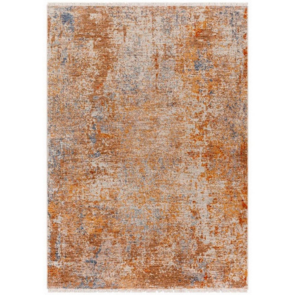 Ashley 8 x 10 Contemporary Area Rug, Abstract Pattern, Soft Material, Orange, Brown, Blue