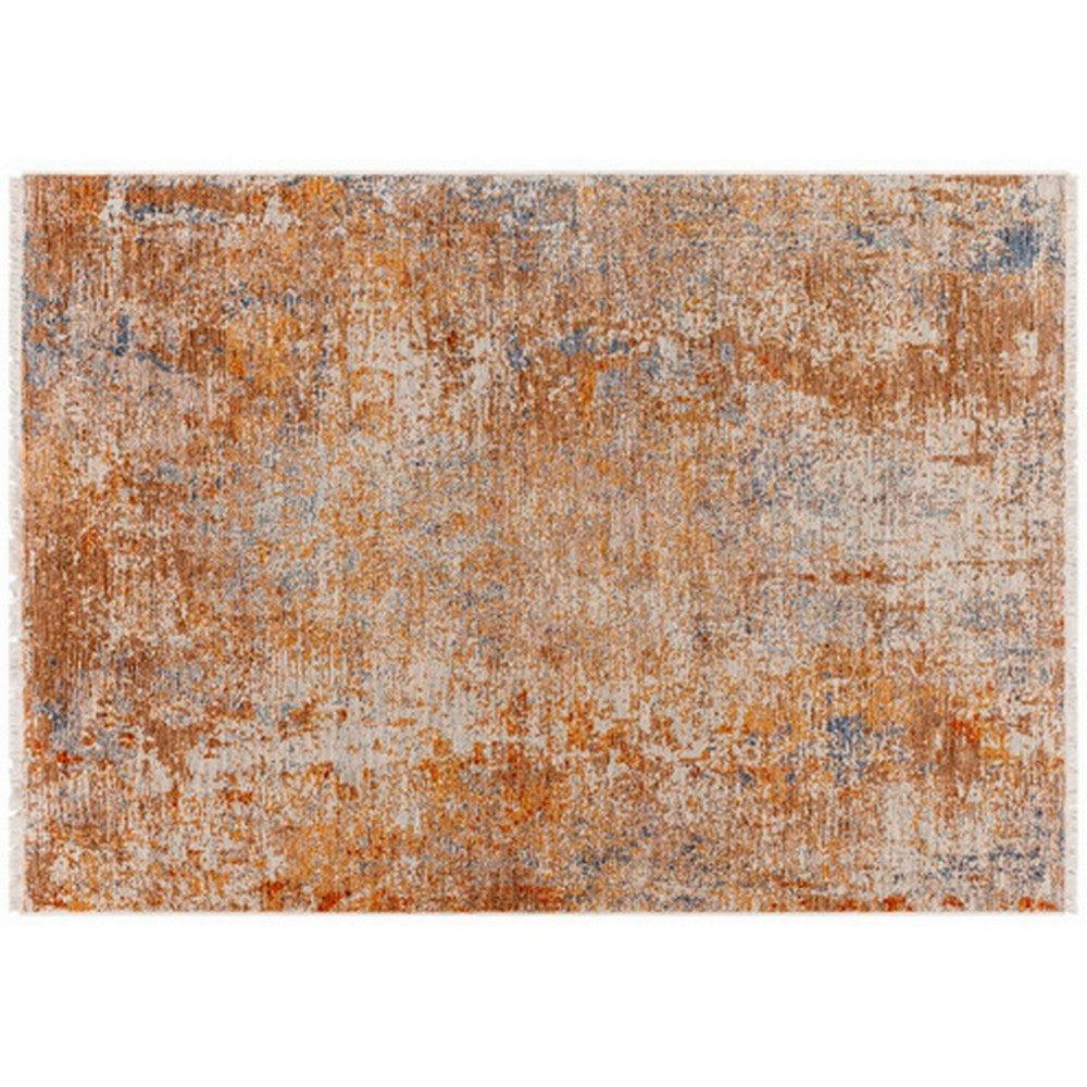 Ashley 8 x 10 Contemporary Area Rug, Abstract Pattern, Soft Material, Orange, Brown, Blue