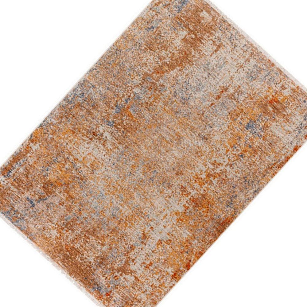 Ashley 8 x 10 Contemporary Area Rug, Abstract Pattern, Soft Material, Orange, Brown, Blue