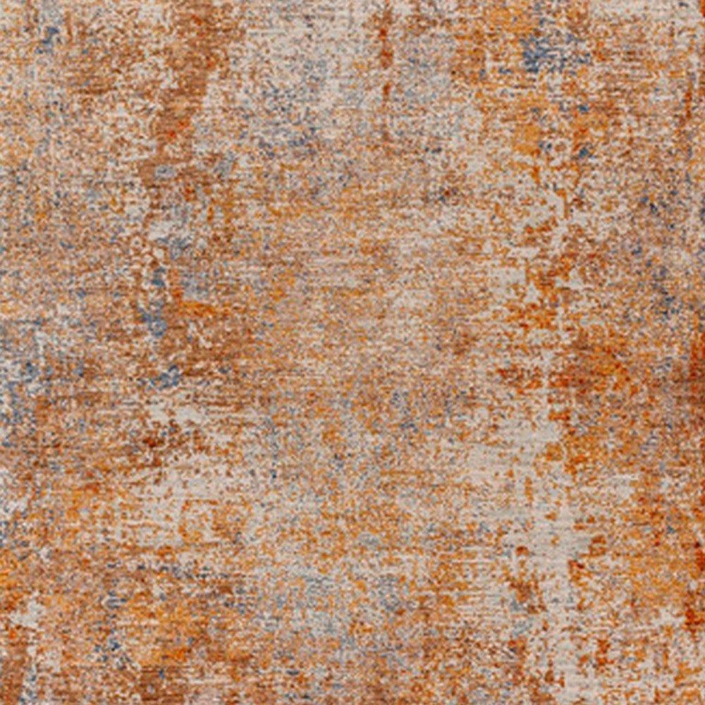 Ashley 8 x 10 Contemporary Area Rug, Abstract Pattern, Soft Material, Orange, Brown, Blue