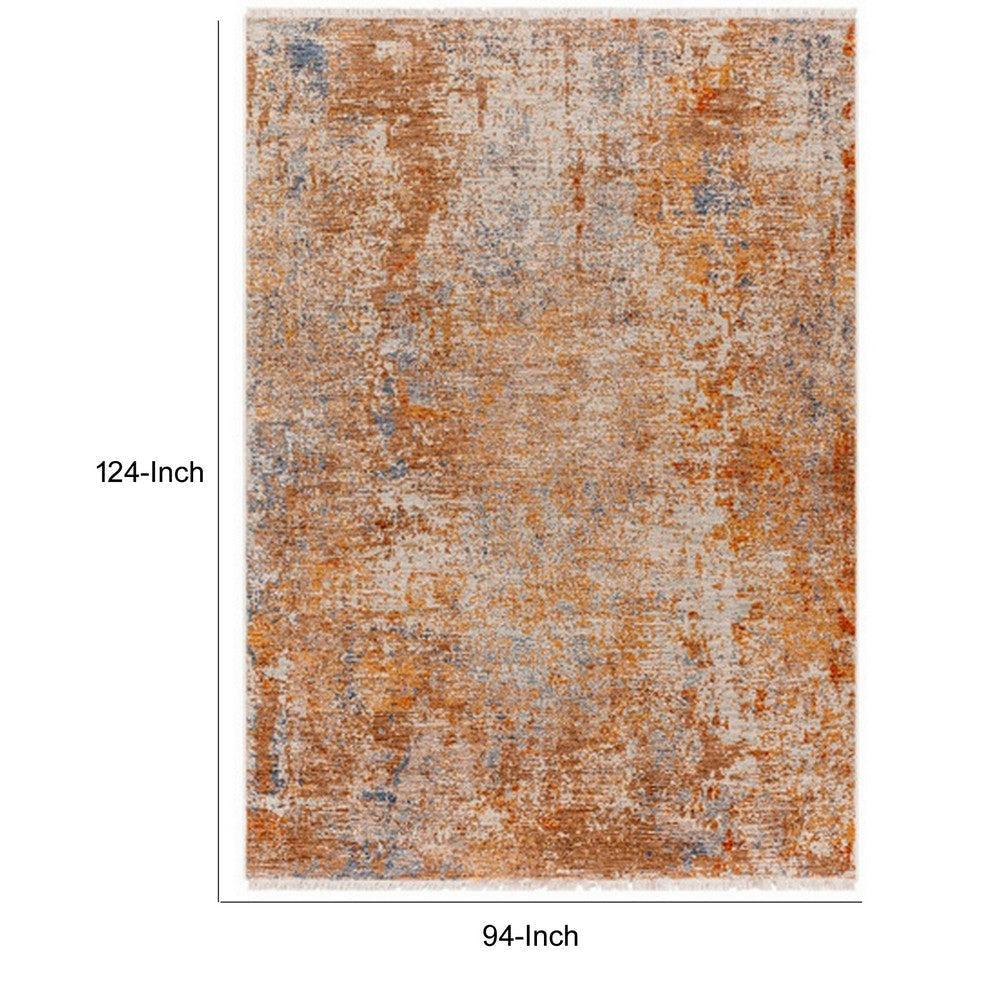 Ashley 8 x 10 Contemporary Area Rug, Abstract Pattern, Soft Material, Orange, Brown, Blue