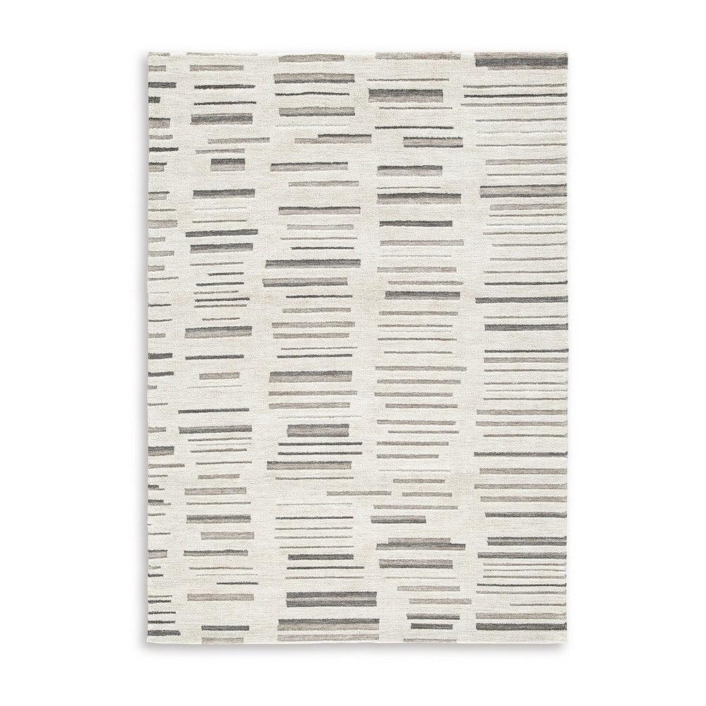 Ashley Meaw 5 x 7 Medium Area Rug, Abstract Striped Pattern, Ivory