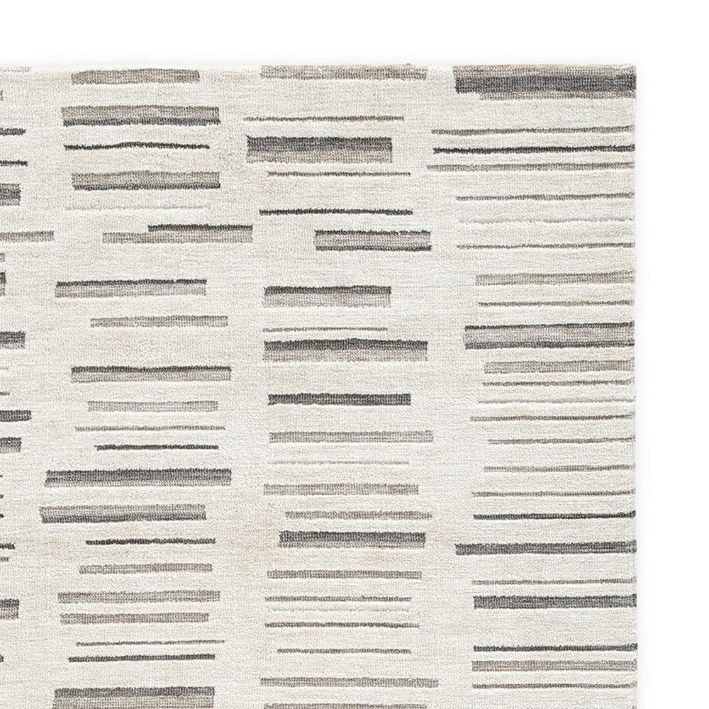 Ashley Meaw 5 x 7 Medium Area Rug, Abstract Striped Pattern, Ivory