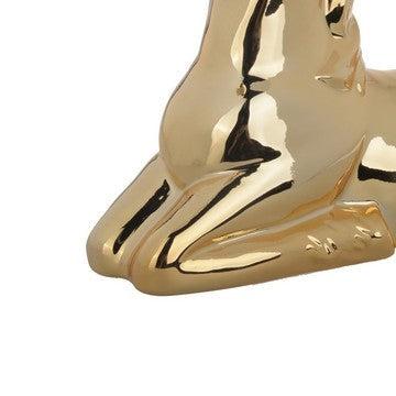 11 Inch Unicorn Figurine for Sitting, Ceramic Statue with Gold Metallic Finish from Casagear Home