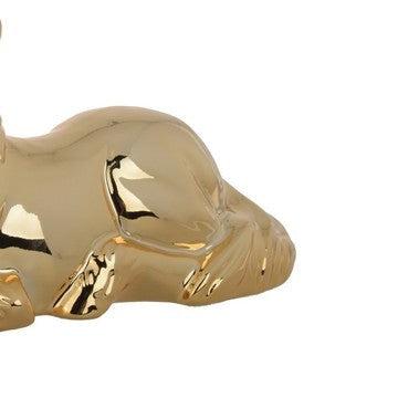 11 Inch Unicorn Figurine for Sitting, Ceramic Statue with Gold Metallic Finish from Casagear Home