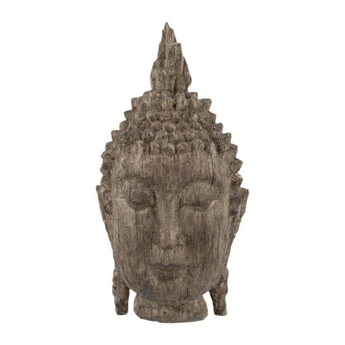 12 Inch Buddha Head Sculpture, Soothing Decorative Accent, Polyresin, Brown By Casagear Home